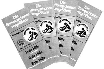 Ein Flyer zur Ersthelfer-Ausbildung aus dem Jahr 1982.