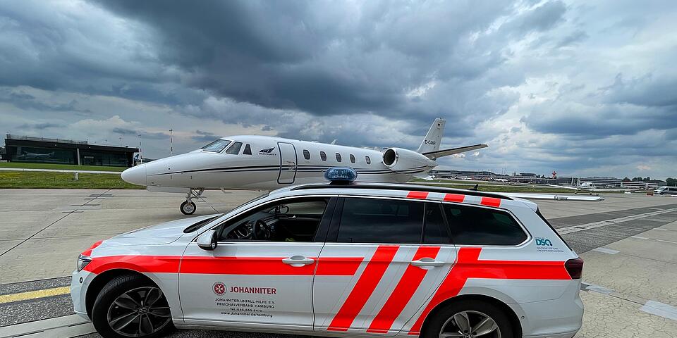 Unser MTD-Fahrzeug am Flughafen.