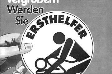Plakat zur Bewerbung der Ersthelfer-Ausbildung aus dem Jahr 1982.