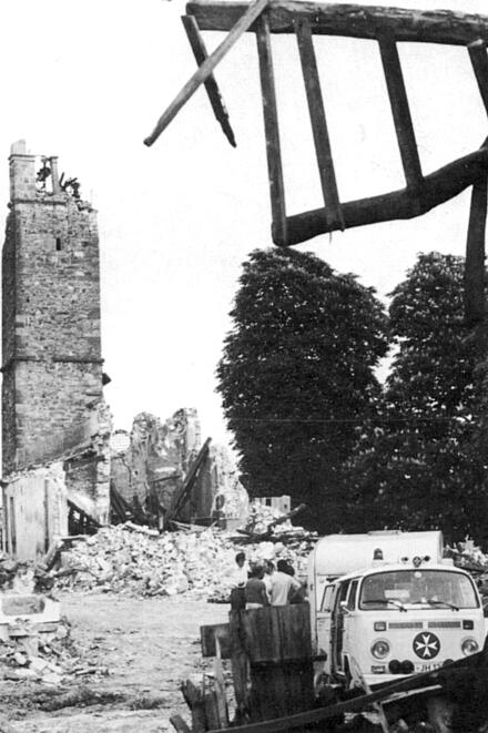 Einsatz bei einem Erdbeben im Jahr 1974.