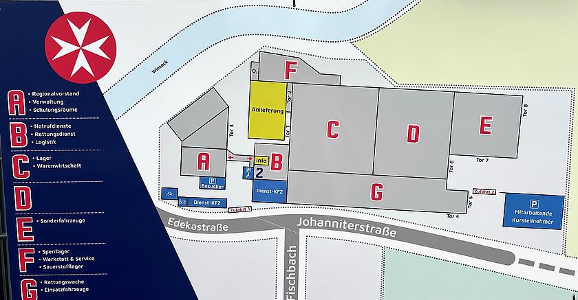 Skizze / Plan Gebäude und Parkplätze der Regionalgeschäftsstelle